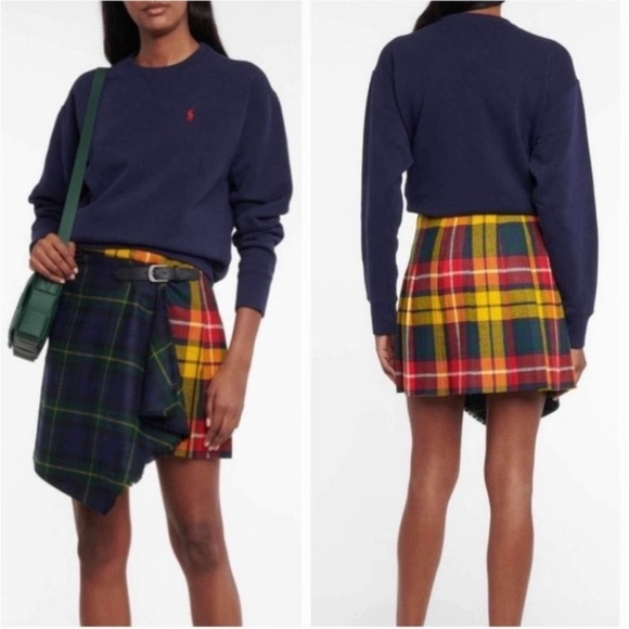 Polo Ralph Lauren Dresses & Skirts - Polo Ralph Lauren Lambswool Plaid Pleated Kilt Leather Buckle Mini Skirt size 14